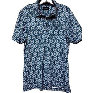 William Murray Performnce Golf Polo Men's‎ S Teal Blue Geometric Short Sleeve